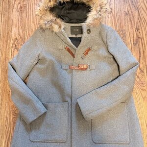 Maje Gray Coat with Fur Trim